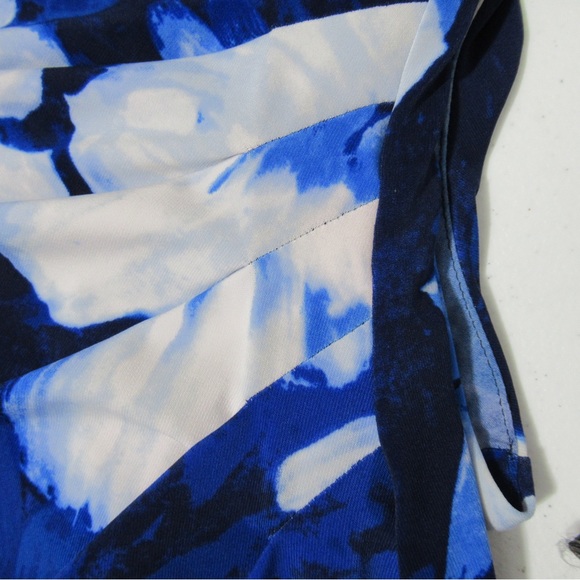 Lauren Ralph Lauren Floral Cowl Neck Sleeveless Sheath Dress Blue White Size 8 - Picture 14 of 16